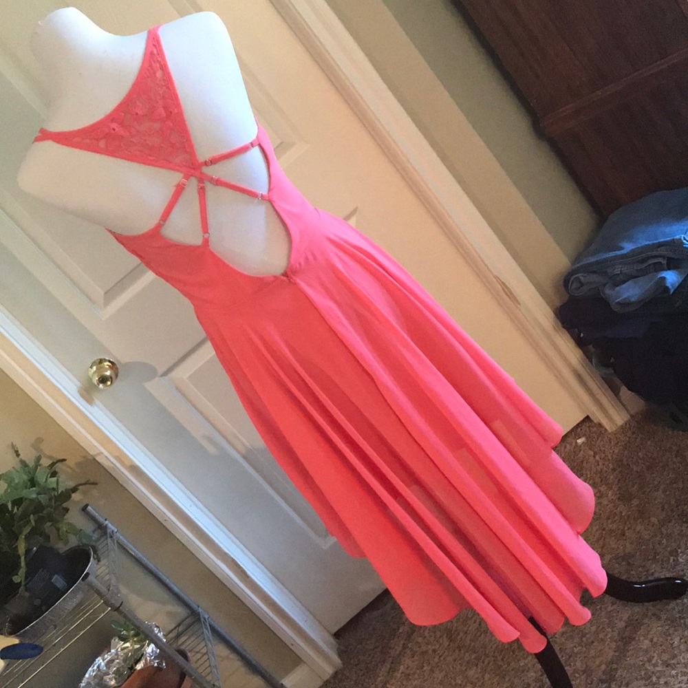 Coral chiffon dress